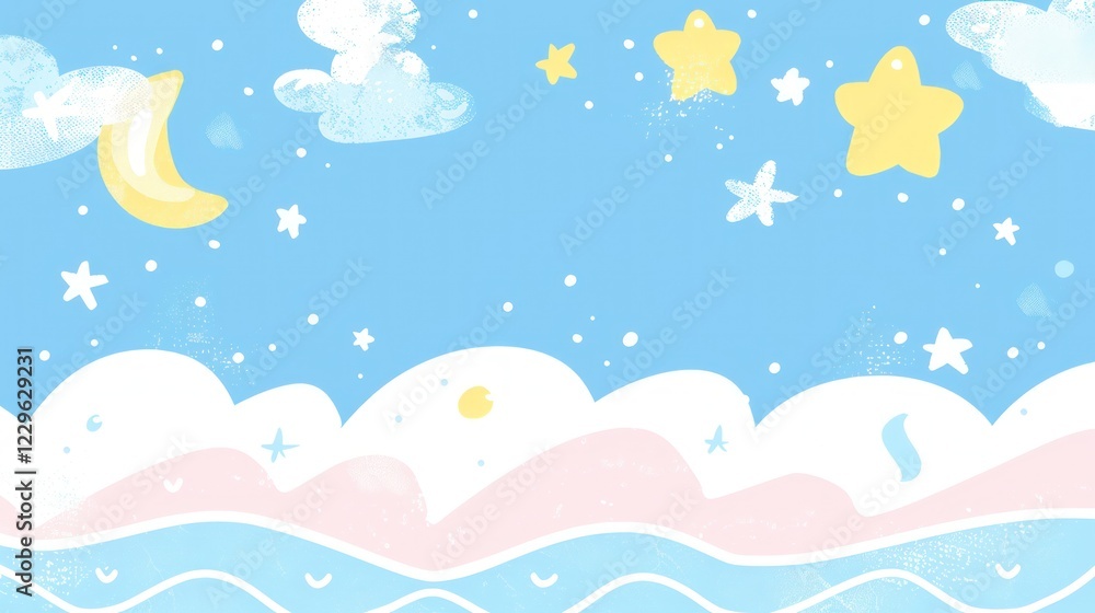 Fototapeta premium Sweet Dreams: A Pastel Night Sky Illustration