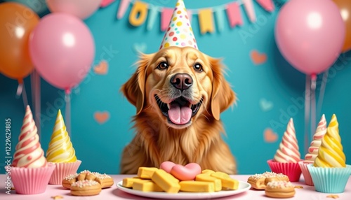 Celebrate Your Golden Retriever's Special Day with Festive Treats and Decorations photo