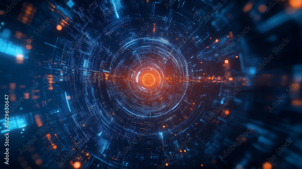 A vibrant, digital vortex with blue and orange hues, conveying a sense of depth and technological energy. A vibrant, digital vortex with blue and orange hues, conveying a sense of depth and technological energy.