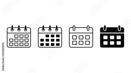 Calendar icon set. Calendar symbol. calendar vector icon. Date and schedule symbols