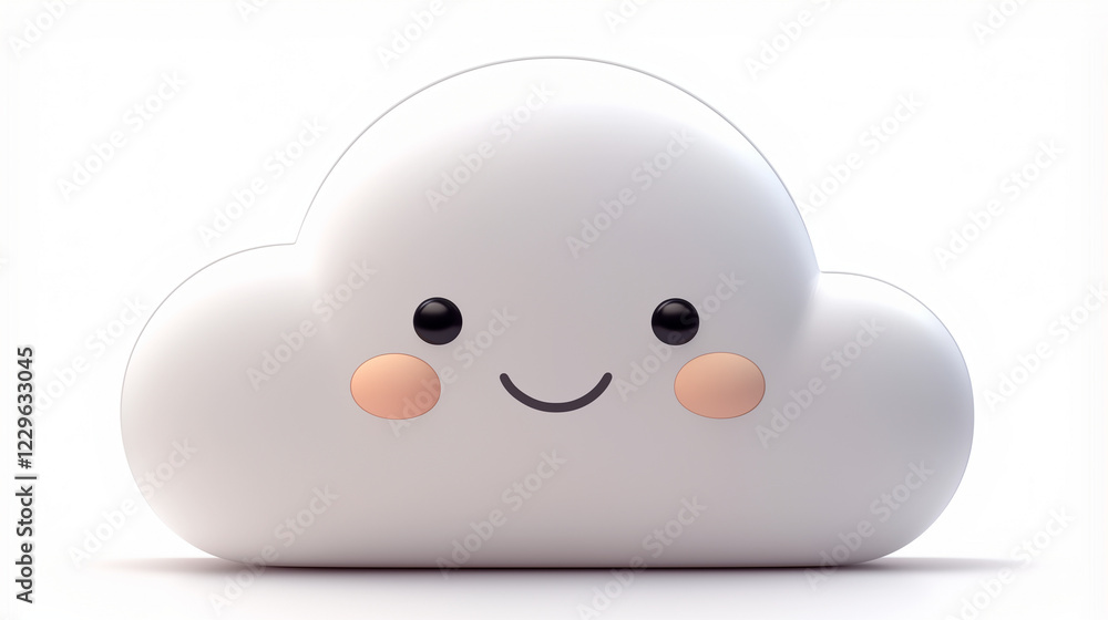 3D white happy cloud isolated on white 3D white happy cloud isolated on white