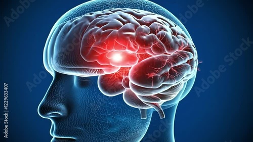 Human Brain Anatomy: Neurological Illustration of Brain Injury or Stroke