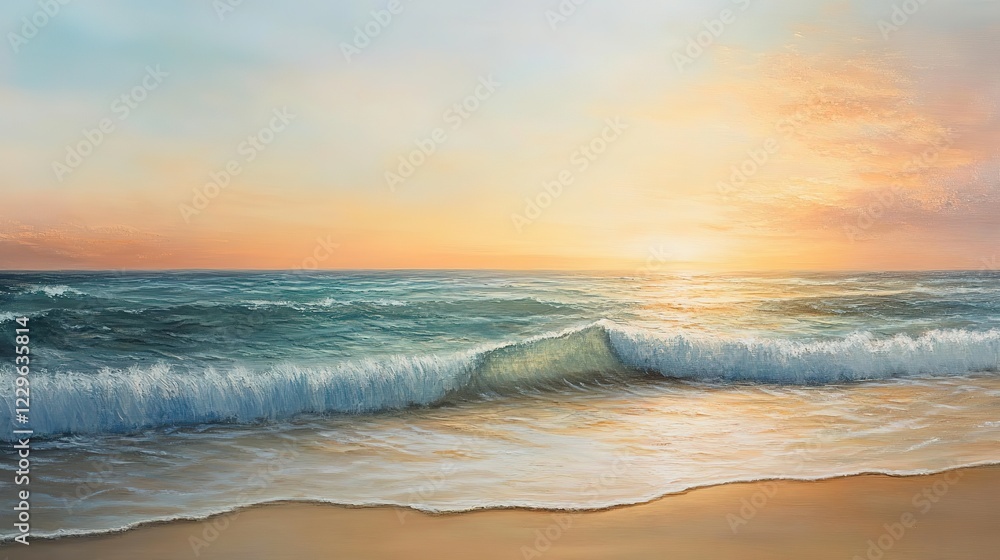 Peaceful ocean view at dusk, soft colors blending into night Peaceful ocean view at dusk, soft colors blending into night