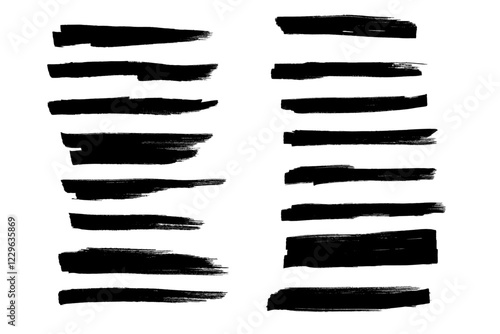 Rough Sketch Lines. Black marker lines with a worn, faded look, ideal for artistic compositions.