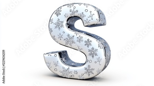Wallpaper Mural Snowflake Patterned Letter S in Shiny Metallic Finish Torontodigital.ca