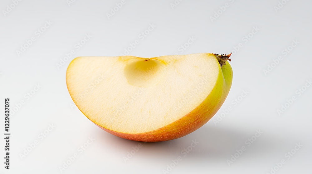 Close Up Of A Single Apple Slice On White Background Close Up Of A Single Apple Slice On White Background