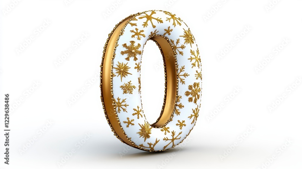 Decorative Christmas Number Zero with Snowflake Design Decorative Christmas Number Zero with Snowflake Design