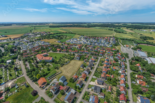 Sommerlicher Blick auf Schrozberg auf der Hohenloher Ebene im Nordosten Württembergs photo