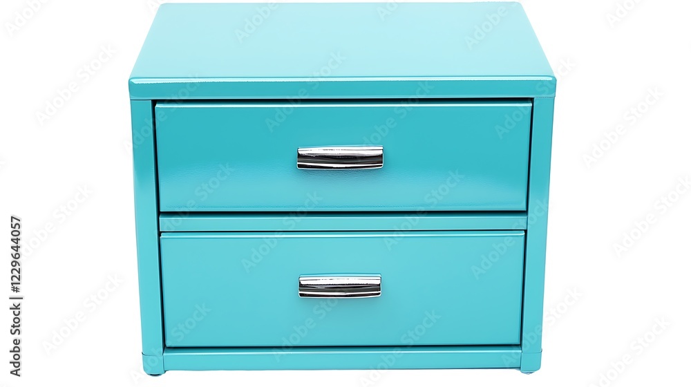 A blue dresser with two drawers A blue dresser with two drawers