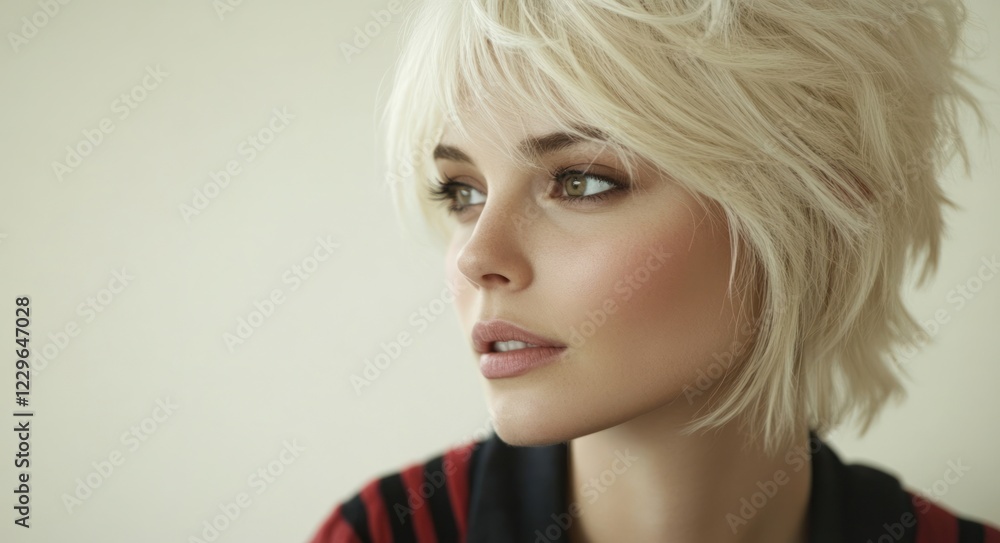 A close-up portrait of a beautiful woman with long white hair and make-up . Haircare, beauty and cosmetics concept. A close-up portrait of a beautiful woman with long white hair and make-up . Haircare, beauty and cosmetics concept.