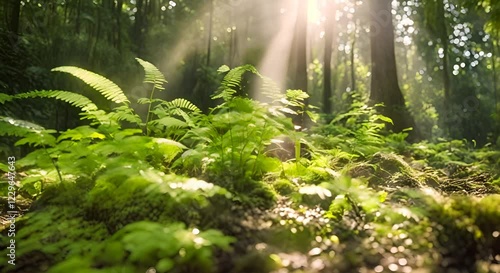 Wallpaper Mural Sunlit Forest with Lush Greenery and Tranquil Atmosphere Torontodigital.ca
