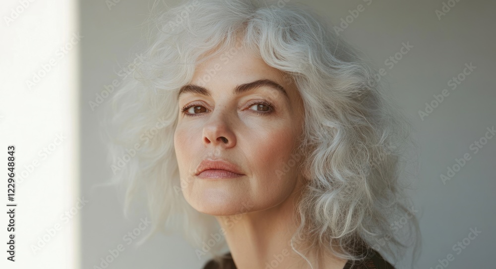 A close-up portrait of a beautiful woman with long white hair and make-up . Haircare, beauty and cosmetics concept. A close-up portrait of a beautiful woman with long white hair and make-up . Haircare, beauty and cosmetics concept.