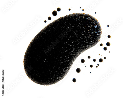 Black amorphous blob, the shape of a beanbag, isolated on a white background, high-resolution photography.  photo