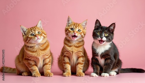 Lovely Kittens Celebrate Love Your Pet Day on Pink Cushion photo