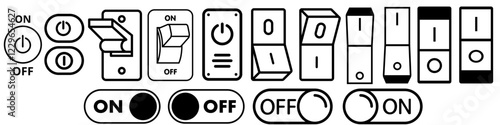 On and off icon vector set. Switch illustration sign collection. Toggle symbol. Slider logo.