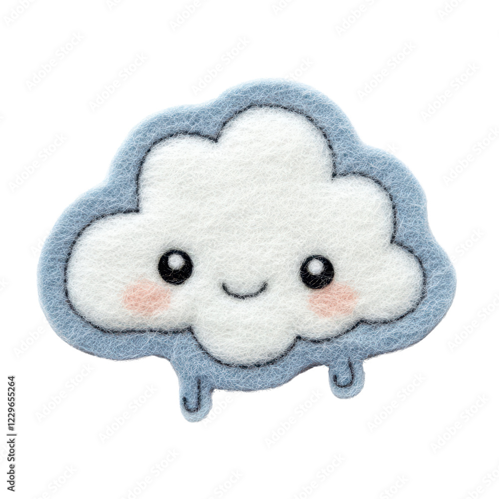 Obraz premium Cute, smiling cloud character design with playful details and soft colors.