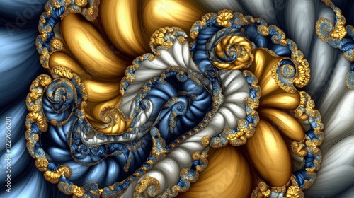 Wallpaper Mural Abstract Gold Blue White Fractal Spiral Art Pattern Design Torontodigital.ca