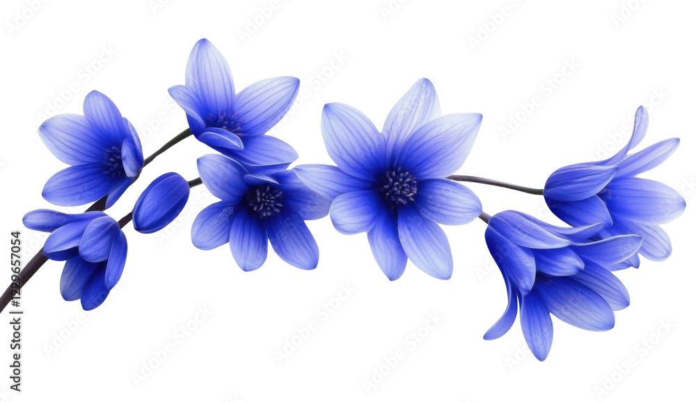 Elegant bluebell flowers on a transparent background, delicate floral illustration of spring blossoms, botanical design element for nature and beauty concepts Elegant bluebell flowers on a transparent background, delicate floral illustration of spring blossoms, botanical design element for nature and beauty concepts
