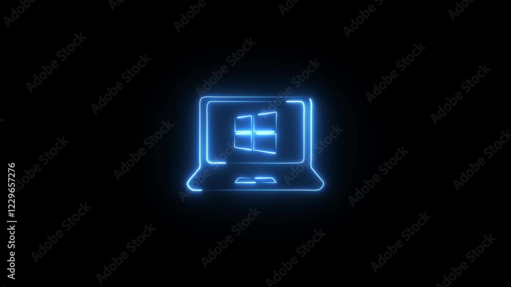 Neon line monitor icon with Stock Market animation. Containing financial profit graph, database, statistics, chart, presentation, performance. Neon line monitor icon with Stock Market animation. Containing financial profit graph, database, statistics, chart, presentation, performance.