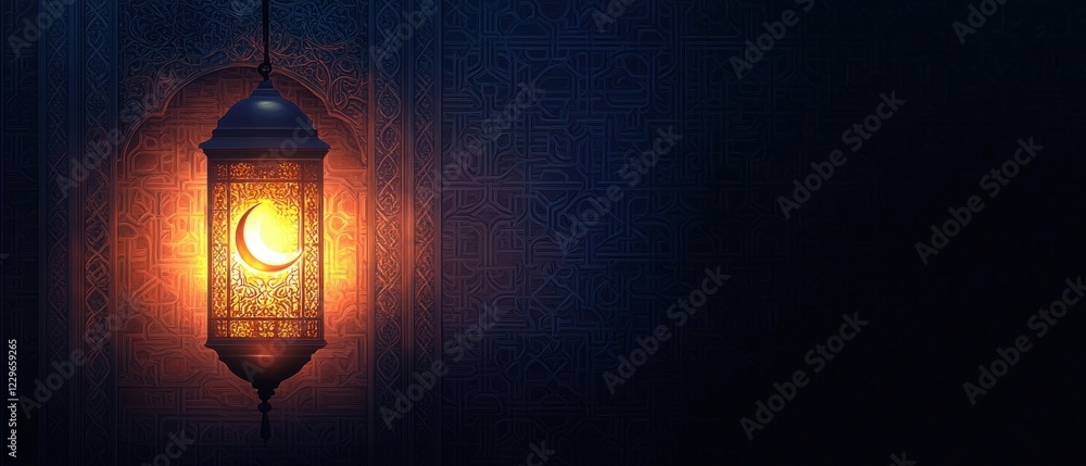 Glowing Ramadan Lantern: Festive Islamic Decor Glowing Ramadan Lantern: Festive Islamic Decor
