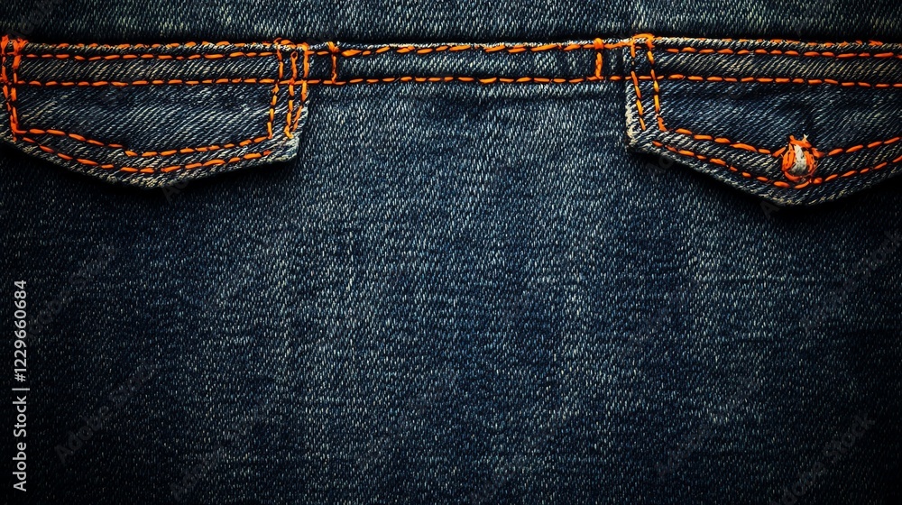 Dark Denim Jeans Texture with Orange Stitching Detail Dark Denim Jeans Texture with Orange Stitching Detail