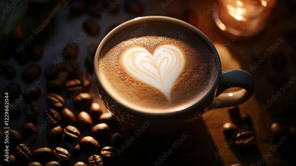 Coffee Latte with Heart Design Coffee Latte with Heart Design