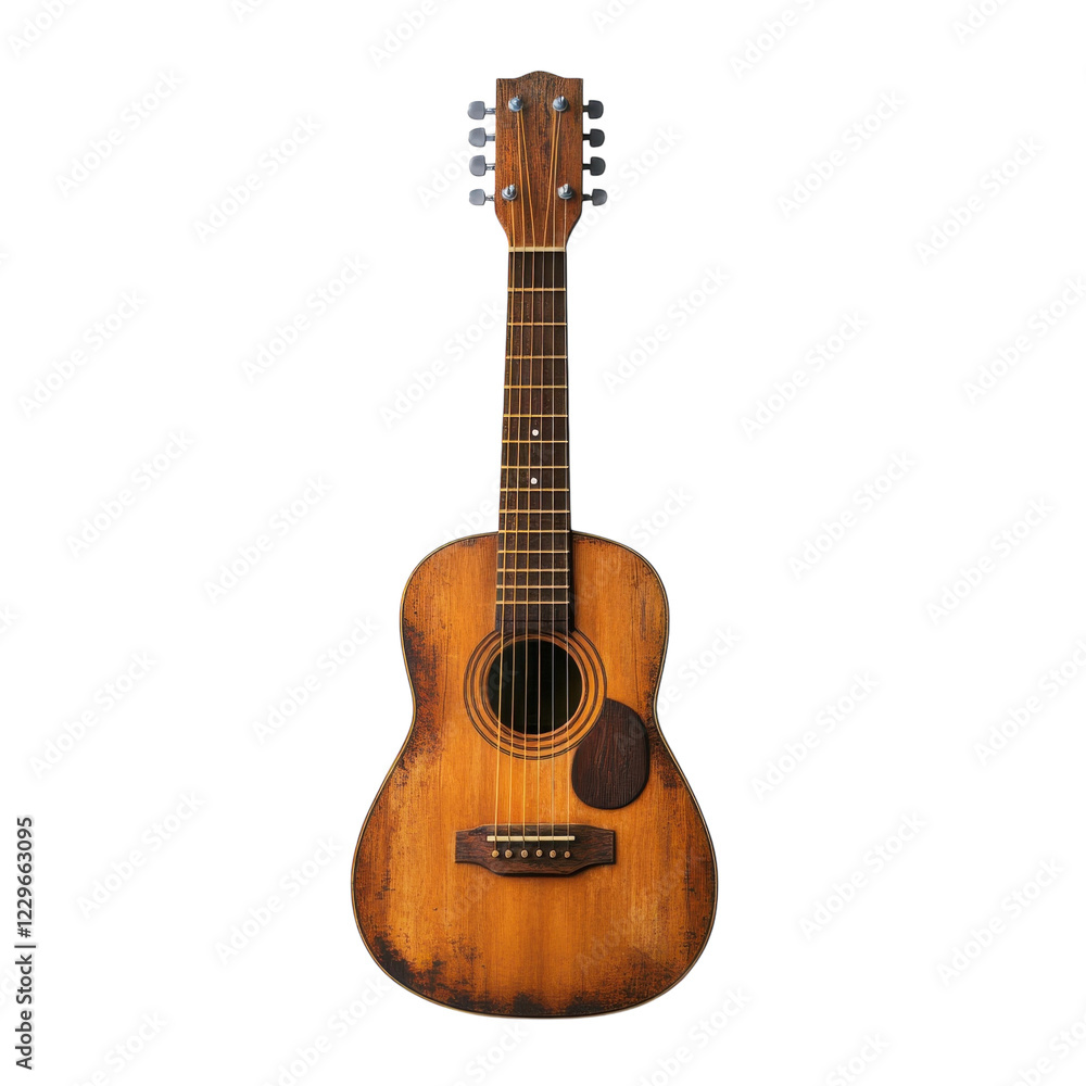 Obraz premium Acoustic Guitar Wooden Body on transparent background.