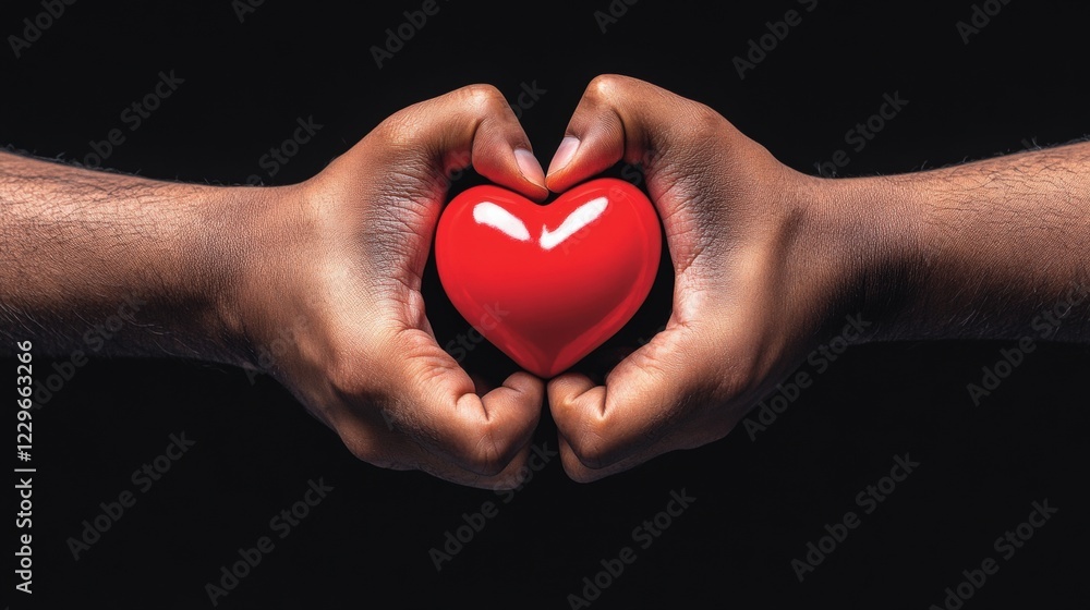 Obraz premium Person holding a red heart in their hands symbolizing love and compassion