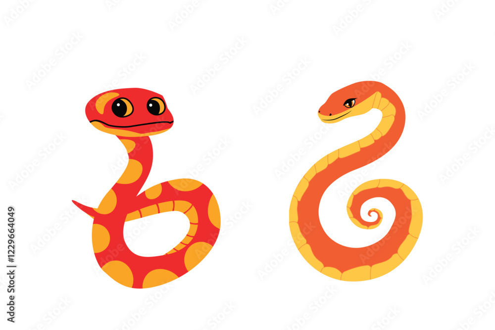 Fototapeta premium Two Stylized Snakes Facing Each Other