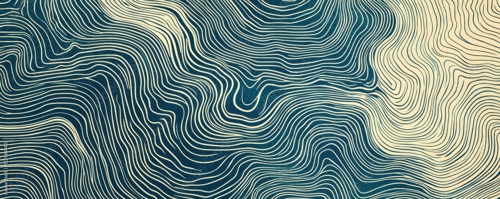 Fototapeta premium Abstract Teal and Beige Swirling Lines Background Texture Design