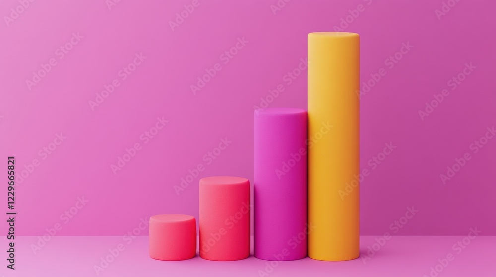 Vibrant 3D Bar Graph Design on Isolated Background with Copy Space for Titles