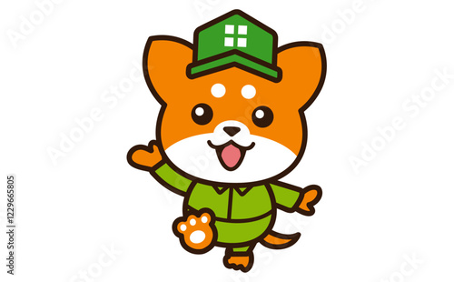 可愛い柴犬のキャラクター 作業着