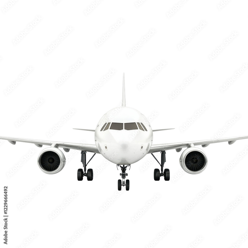 Fototapeta premium Airplane Landing Gear Down on transparent background.