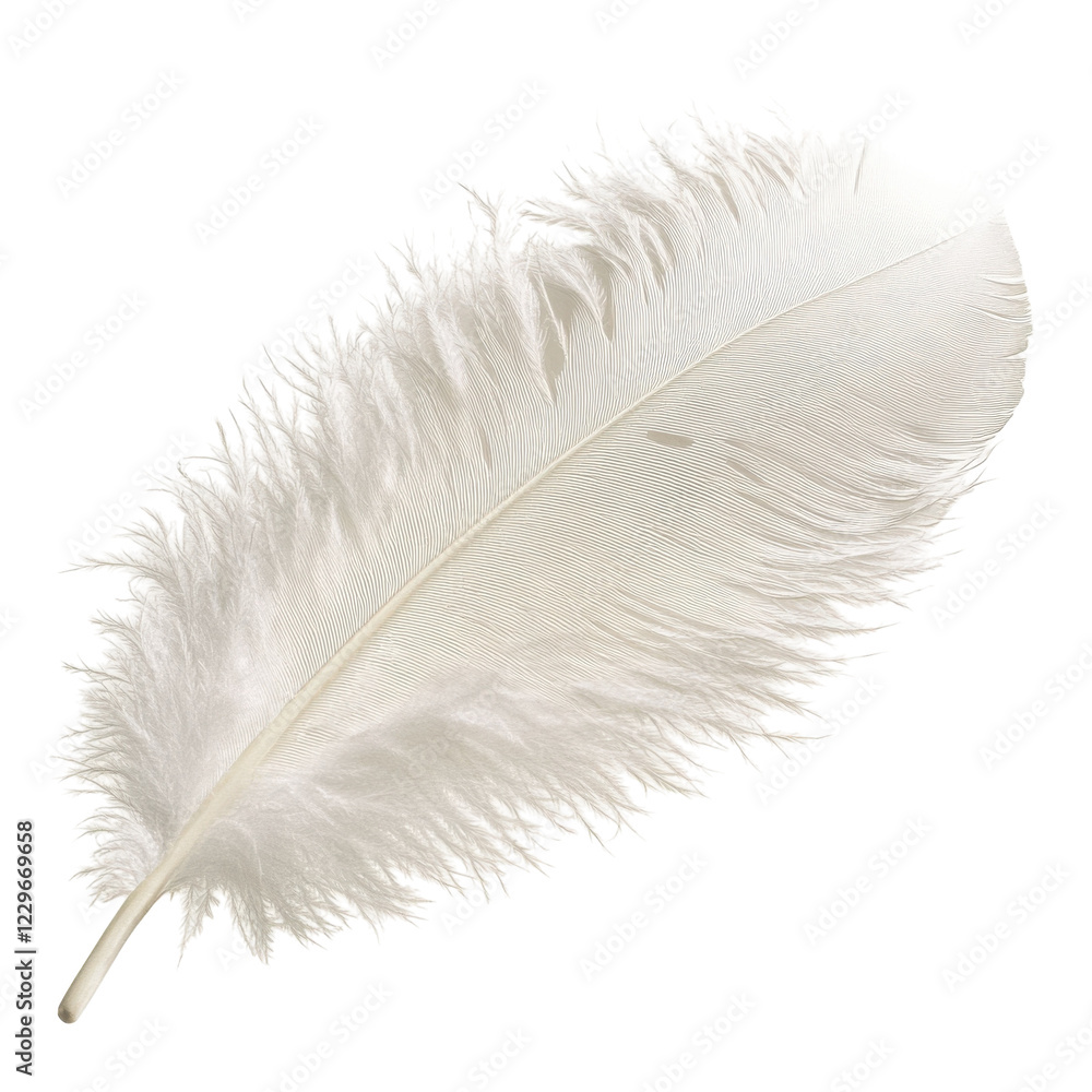 White Feather on White Backdrop on transparent background.