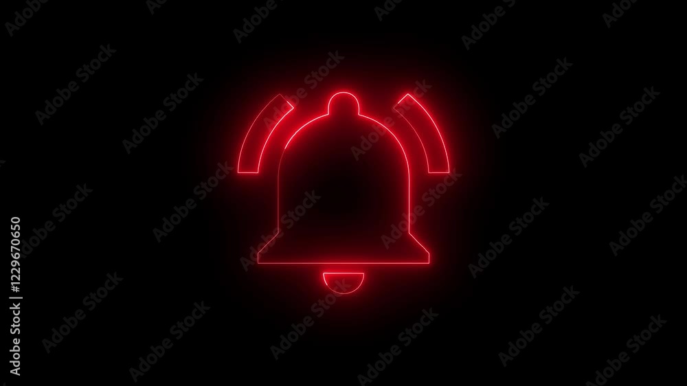 Neon line bell icon animation on background. Mobile app notice, new message notification, reminder bell, alarm, sound alert and subscription notification. Neon line bell icon animation on background. Mobile app notice, new message notification, reminder bell, alarm, sound alert and subscription notification.