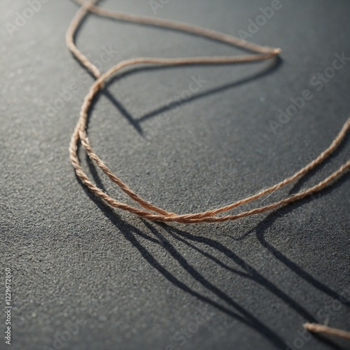 A single unbroken strand of thread resting on a pristine surface. photo