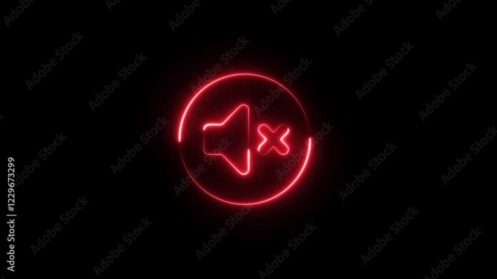 Glowing Neon Mute Icon on Black Background 4k Video Motion Graphic Animation Glowing Neon Mute Icon on Black Background 4k Video Motion Graphic Animation