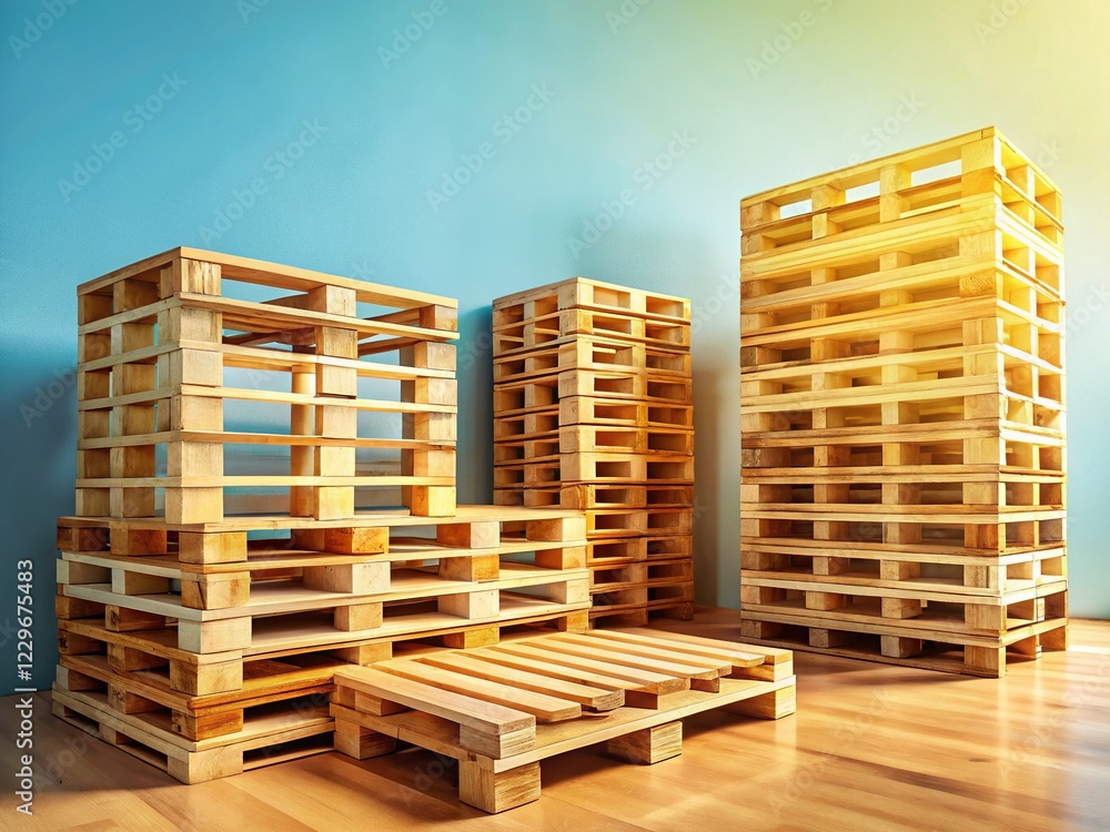 Minimalist Flat Lay: Wooden Pallet Storage, Top & Side Views Minimalist Flat Lay: Wooden Pallet Storage, Top & Side Views