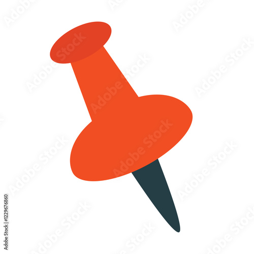 Push pin clip art, red push pin icon flat design vector illustration, isolated on white background