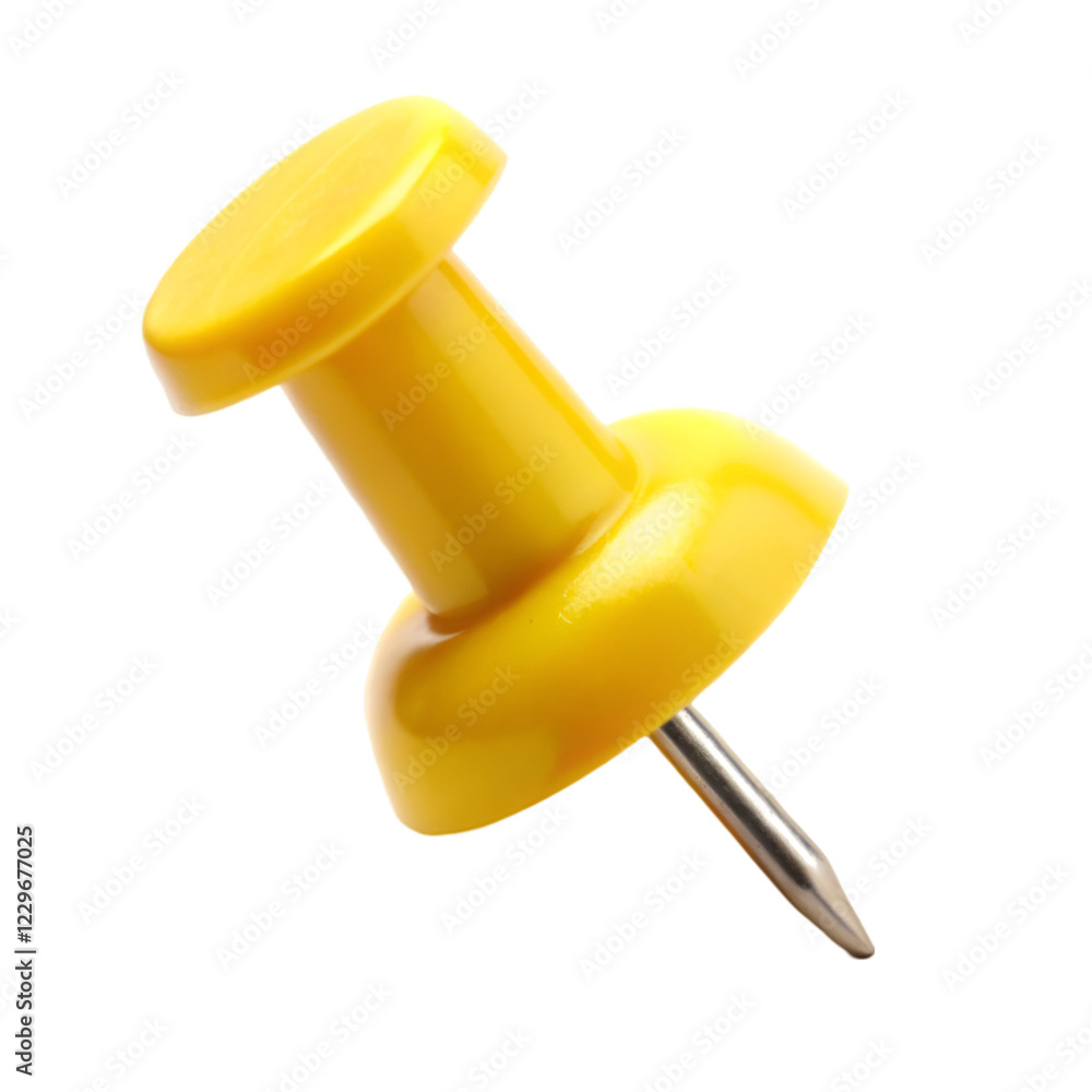 Yellow thumbtack isolated on transparent background Yellow thumbtack isolated on transparent background