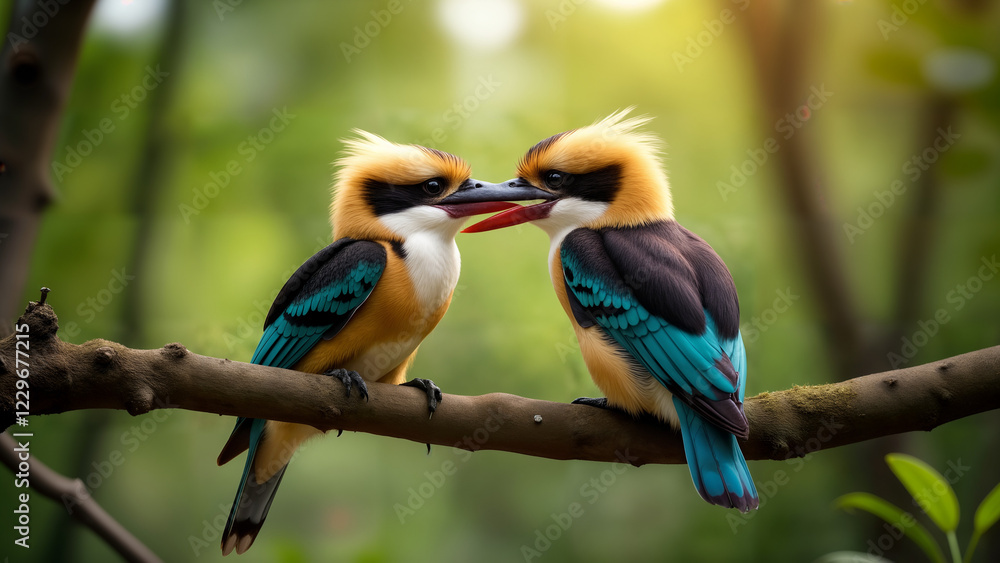 Fototapeta premium Pair of Kookaburras in the Forest