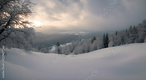 Wallpaper Mural Serene Winter Sunset over Snow Covered Mountain Torontodigital.ca