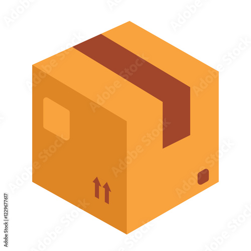 Cardboard box clip art, box vector design, carton box icon, flat design illustration, brown packaging box, isolated on white background photo