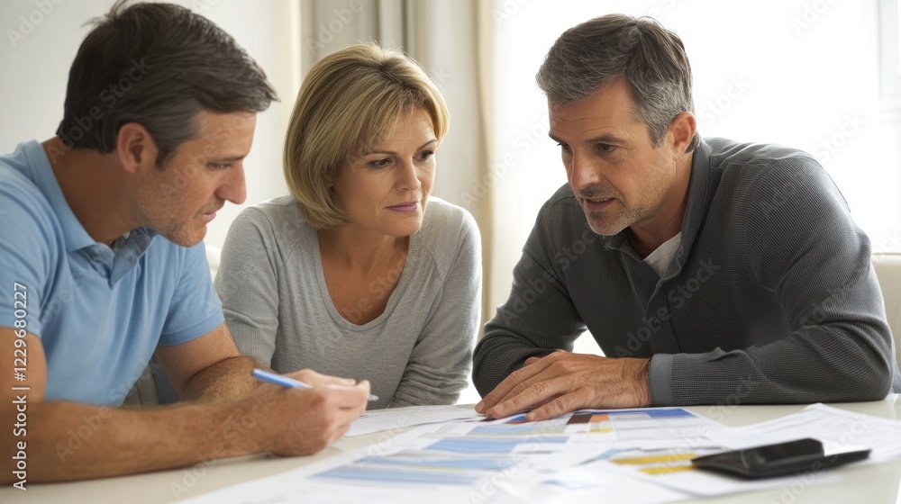 An insurance agent explaining coverage, with charts and paperwork on a clean white background. An insurance agent explaining coverage, with charts and paperwork on a clean white background.