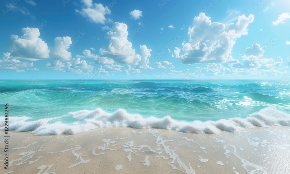 Obraz premium Ocean Waves Crash On Sunny Beach