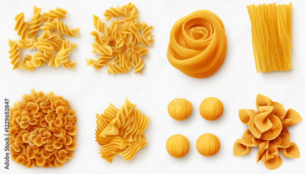Collection of Pasta Varieties isolated object Collection of Pasta Varieties isolated object