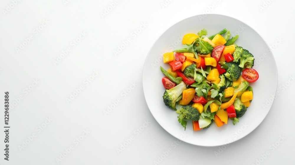 Vibrant Vegetable Medley: A Colorful Salad on White Vibrant Vegetable Medley: A Colorful Salad on White