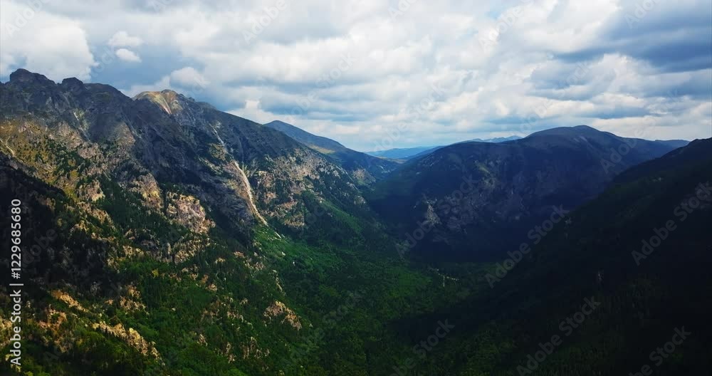 Clouds Passing Over A Picturesque Valley In Rila Mountain Range Bulgaria Aerial Hyperlapse Vibrant Landscape Clouds Passing Over A Picturesque Valley In Rila Mountain Range Bulgaria Aerial Hyperlapse Vibrant Landscape