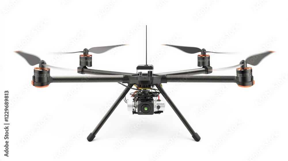 Industrial drone inspecting wind turbine blades, cutting-edge technology, isolated on white background. Industrial drone inspecting wind turbine blades, cutting-edge technology, isolated on white background.