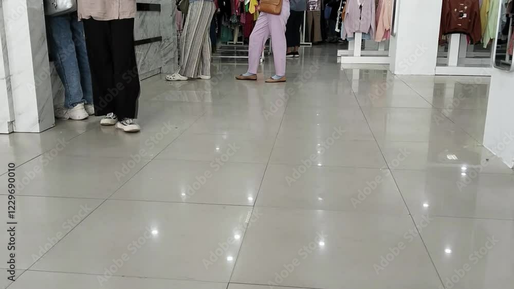 People queue to pay for goods at the cashier in a shopping center People queue to pay for goods at the cashier in a shopping center